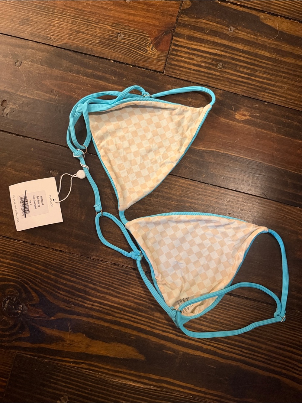 MAI Ocean Ribbed String Bikini Top L - Picture 3 of 6